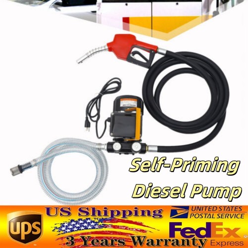 110V Electric Diesel Oil Fuel Transfer Pump Self-Priming Pume w/ Hose Nozzle Kit