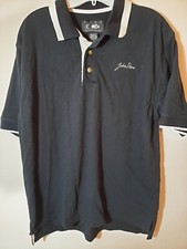 John Deere Golf Black Polo Shirt Men's LRG Short Sleeve--Made in USA--NWOT