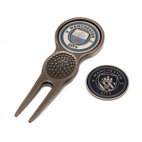 MANCHESTER CITY FC DIVOT TOOL AND MAGNETIC GOLF BALL MARKER