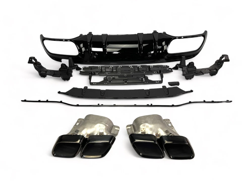 Diffusor + Auspuffblenden (SCHWARZ) passt für Mercedes W205 S205 - Bild 2 von 4