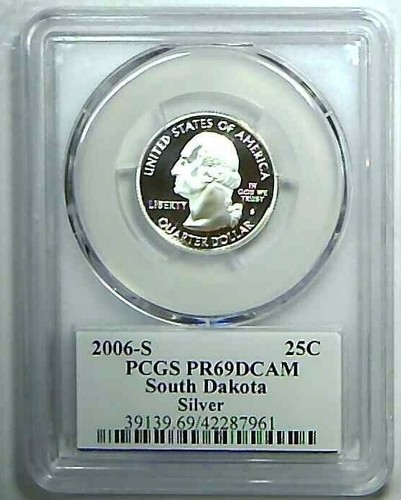 2006-S 25C State Quarter South Dakota PCGS PR69 DCAM 90% Silver 22lths0105 - Picture 2 of 2