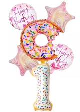 6pcs Colourful Donut Number Foil Helium Balloon Set 40" Baby Shower Birthday