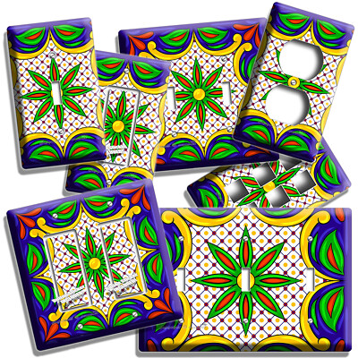 MEXICAN TALAVERA TILE STYLE LIGHT SWITCH OUTLET PLATE KITCHEN CAFE ROOM FOLK ART