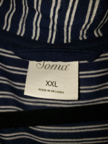 Soma XXL Cardigan Duster Sweater Striped Navy-White Pockets Long Sleeves. New - Picture 5 of 5