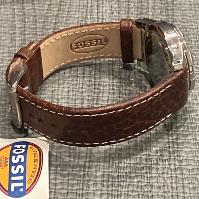 Fossil PR 5167 silver tone case genuine leather strap Needs  display picture 3