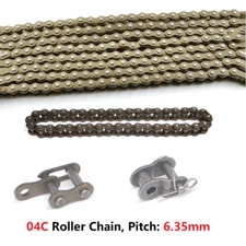 Steel 25H Roller Drive Chain 04C Transmission Chain Pitch 1/4" 6.35mm 0.5-5Metre