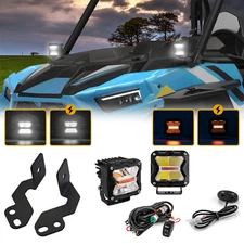 Amber White 3'' Strobe Light+A-Pillar Mount+DT Wire For Polaris RZR 800/4 800