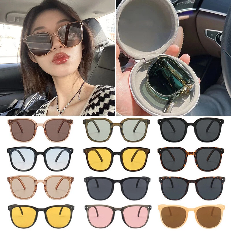 Folding Sunglasses Women Men Eyewear Portable Sunglass wIth Glasses Case  UV400