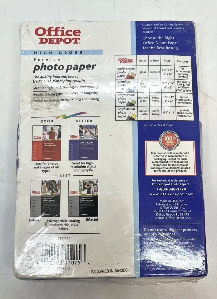 NIB High Gloss Printer Photo Paper Office Depot 4”x 6” 200 Sheets (2 Boxes 100) - Image 4 of 4