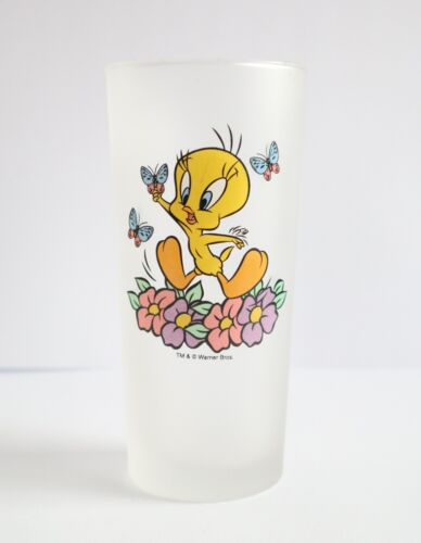Tweety Bird Frosted Drinking Glass, Collectable, Looney Tunes, Warner Brothers - Picture 1 of 11