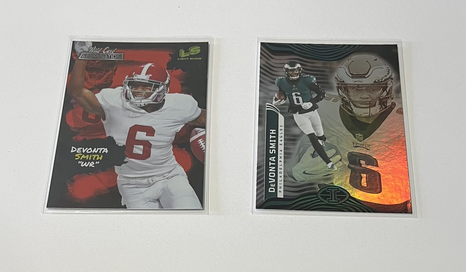 DeVonta Smith 2021 WC Alumination Light Show #LS16 Rookie & 2022 Illusions #80