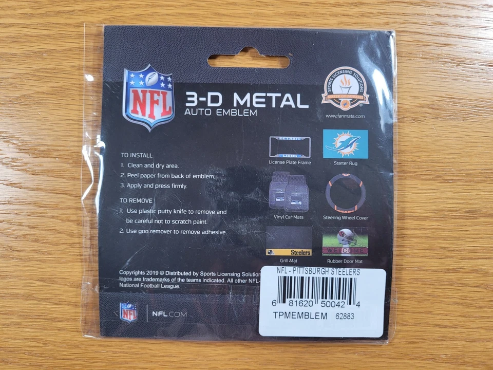PITTSBURGH STEELERS Negro y Cromo 3D Heavy Metal NFL Automotriz Calcomanía Emblema Foto 4 de 4