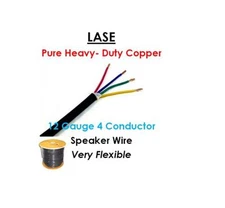 LASE 12 AWG Gauge 4 Conductor Heavy Duty Speaker Wire (Sold in 10 Ft Increments)