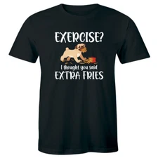 Exercise I Thought You Said Extra Fries with Pug Men's T-Shirt Dog Lover Shirt
