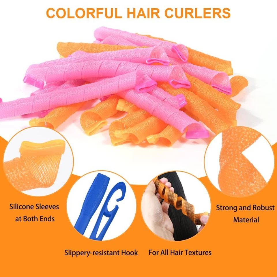 Bigoudi Bigoudis 20pcs DIY Magic Hair Waves Curls Boucles en Spirale Sans Cha... - Photo 2/4