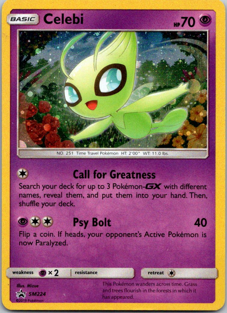 Pokemon Sun & Moon Celebi SM224 Black Star Promo Cosmos Holo Card NM