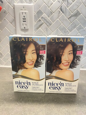 NEW Set of 2 Clairol Nice  n Easy Permanent Hair Dye, 3 Brown Black