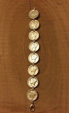 MERCURY DIME Coin Jewelry BRACELET 7.5" 90% Silver Coins