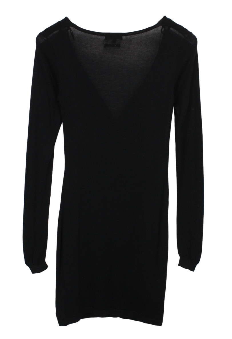 MASSIMO DUTTI Silk-Cotton Dress Women's MEDIUM Black Stretch 2 Piece Long Sleeve thumbnail 4