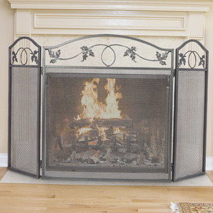 3 Panel Wrought Iron Fireplace Screen Solid Baby Safe Fireplace