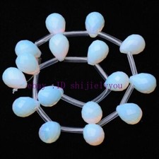 12x16mm Faceted White Opal Teardrop Gemstone Loose Beads 15'' Strand