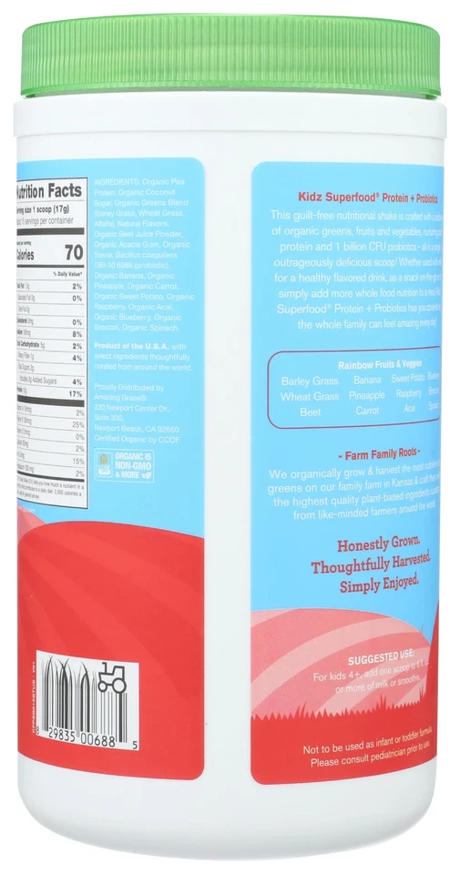 Proteína en polvo Kidz SuperFood orgánica verduras frutas probióticos 10 g proteína vegetal Foto 2 de 4