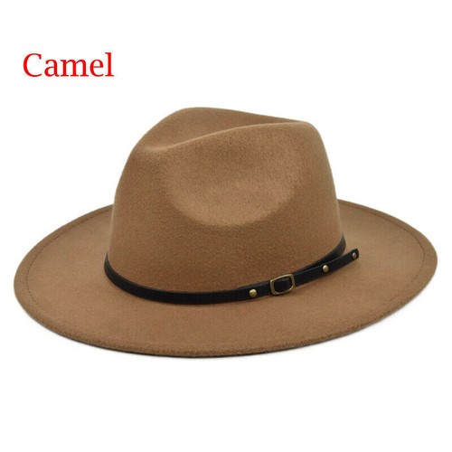 Herren Fedora Hüte Damen Jazz Hut Unisex breitkrempige Panama Style Filzmütze - Bild 12 von 14