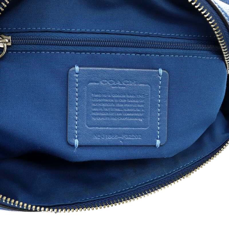 Coach Mini Boston Bag Tote Shoulder 2Way Diagonal Leather Blue F32202