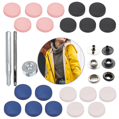 15 mm Druckknöpfe Druckknöpfe + 3 Teile Befestigung Handwerkzeug für Ledermäntel