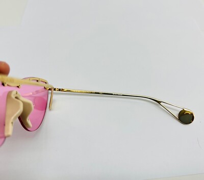 GUCCI STAR 0666 Pink Gold Cat Eye Mask Rimless Runway  display picture 1