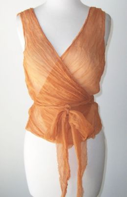 ERMANNO SCERVINO Copper Silk Chiffon Sheer Wrap Top 42 6