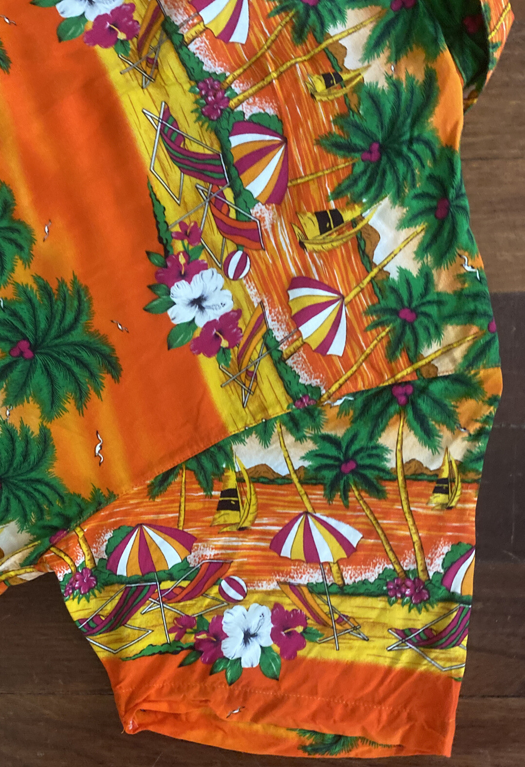 Bright Orange Hawaiian Shirt Beach Umbrella Chairs Pa… Gem
