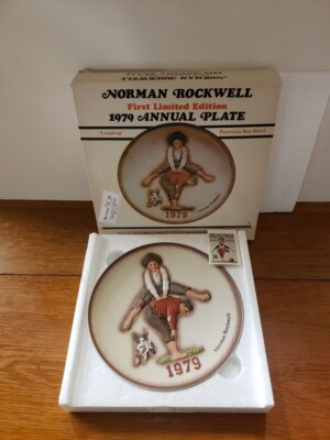Norman Rockwell 1979 First Edition Plate Leapfrog Saturday Evening Post in Box