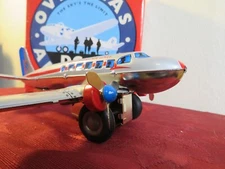 Schylling DC-3 Friction Power Tin Airplane Overseas Air Line Spin Propellers