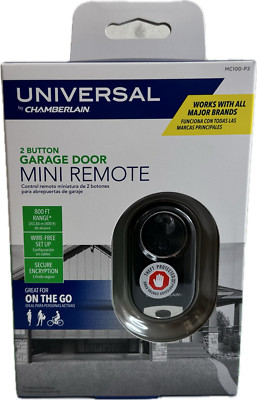 Chamberlain MC100-P2 Universal 2 Button Garage Door Mini Remote (New in Box)