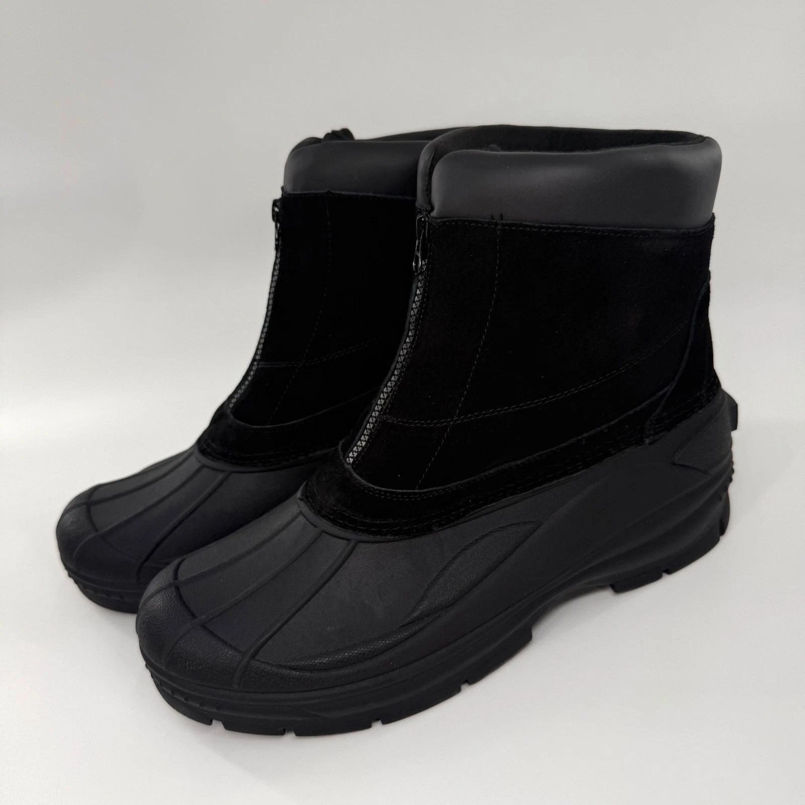 Weatherproof Benson Winter Boots Mens 13 Black New Waterproof Suede Zip