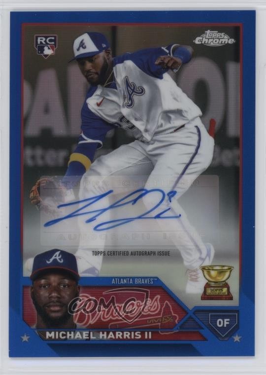 2023 Topps Chrome Update Blue Refractor 21/150 Michael Harris II #AC-MH Auto 4s3