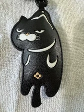 Black Cat Bag Charm Keychain Key Holder Grumpy Kitty School Bag Cat Lady Gift