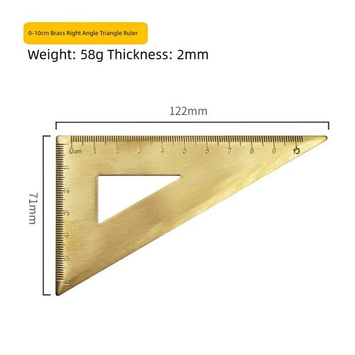 Golden Brass Ruler Stationery Set Isosceles Triangle Protractor for Precision - Photo 9/19