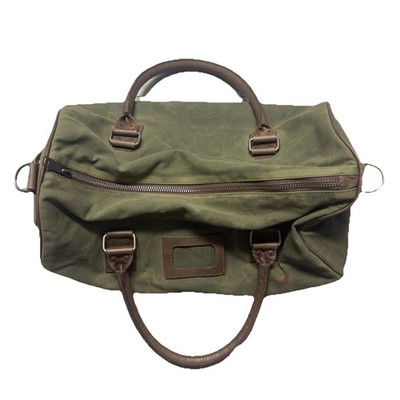 Buffalo Jackson Trading Co Waxed Canvas Bag Duffel Weekender Leather Trim Green