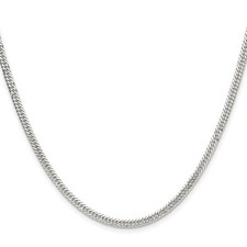 Sterling Silver Polished 3.0mm Double Diamond-cut Curb Chain Necklace 18" 8.12gm