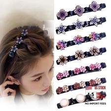 Hair Clips for Styling - 7PCS Crystal Stone Braided Hair Clips, Double-Layer