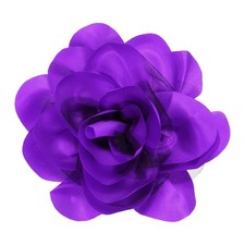 Rose Flower Brooch, 5.5 Inch Handmade Satin Fabric Lapel Pins, Purple