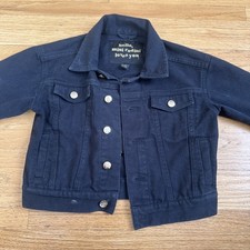 Mini Rodini Black Denim Jacket With Cheetah Embroidery Lids 4-5