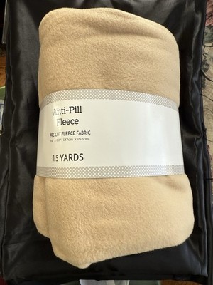NIP David Textiles Tan Pre-Cut Anti-Pill Fleece Fabric 1.5 Yards 54'' x 60''
