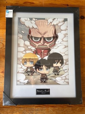 Gerahmtes Poster Kunstdruck Popart Attack on Titans Chibi Style 30 × 40 cm