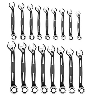 Combination Wrenches 6mm-22mm DualUse Open End Ratchets Wrenches for DIY
