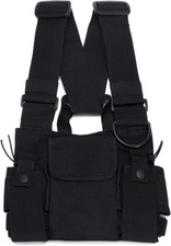 Radio Chest Harness Rig Holster Pack with Front Pouches and Zipper Bag for Unive