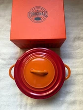Rare Limited Edition LE CREUSET Orange Round Pot Shape Stoneware