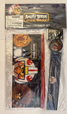 Angry Birds Star Wars 8 Pencils,4 Piece Stationary set and Pocket Folder 3 items